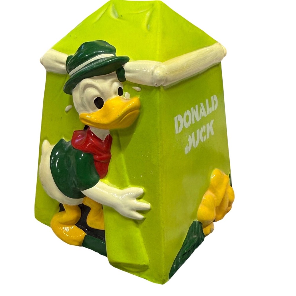 Vintage Walt Disney Donald Duck Coin Bank‎ Figurine 3D Cartoon Character Decor